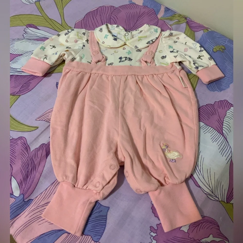 Like New VTG Lullaby Club Romper Pink & Embroidered Duck
